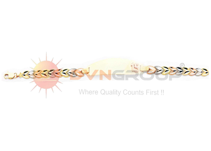 Three Tone Plated Numerical ID Bracelet